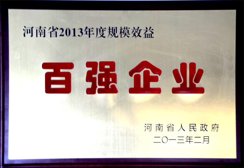 河南省2013年度規(guī)模效益百?gòu)?qiáng)企業(yè)